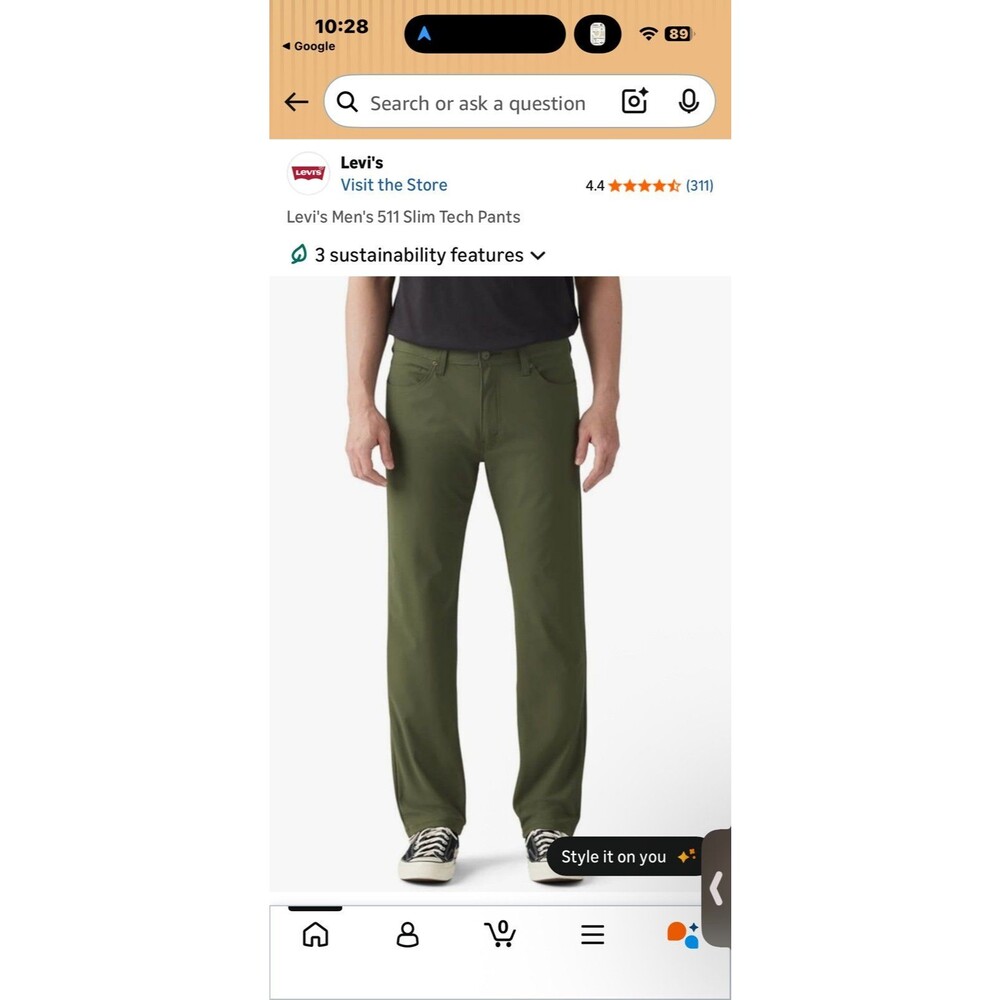 Men’s 511 Levi’s Slim Tech Pants Sz. 32/34 NWOT Deep Depths